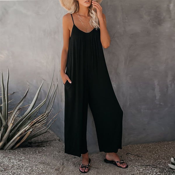 Fließender Jumpsuit mit Taschen. Letzter Tag des Ausverkaufs, 50% Rabatt-1