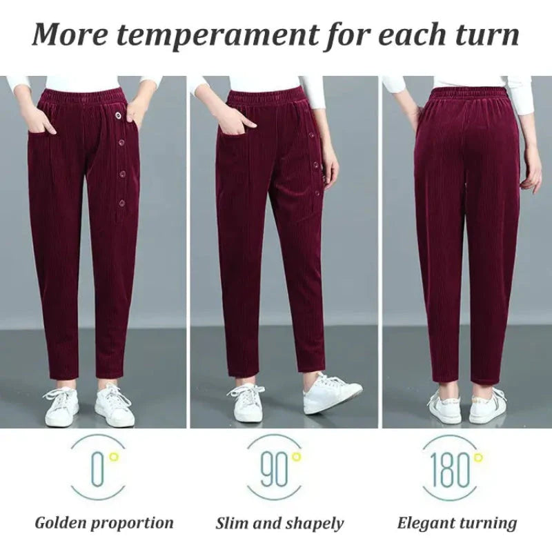 Women’s Warm Corduroy High Waist Pants-1