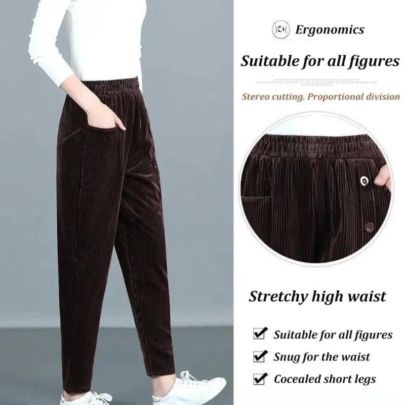 Women’s Warm Corduroy High Waist Pants