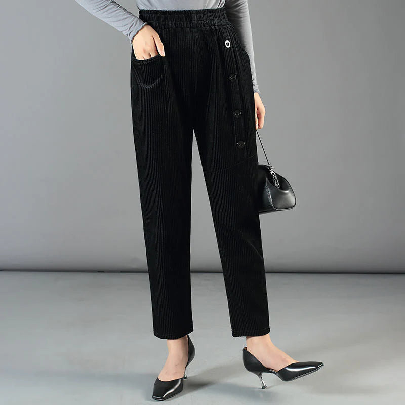 Women’s Warm Corduroy High Waist Pants-7