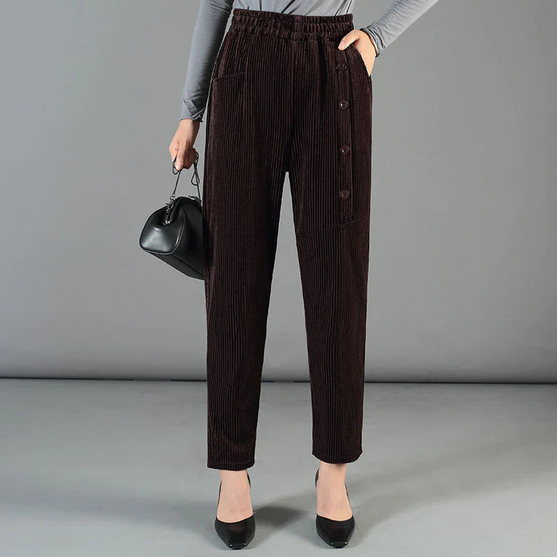 Women’s Warm Corduroy High Waist Pants-5